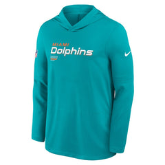Miami Dolphins Sideline Pure Fury Performance Long Sleeve Hoodie T-Shirt Aqua | Nike for Sale