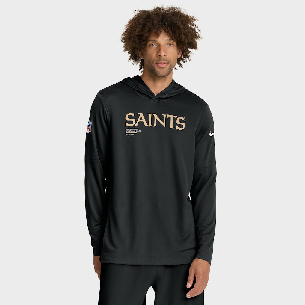 New Orleans Saints Sideline Pure Fury Performance Long Sleeve Hoodie T-Shirt Black | Nike for Sale