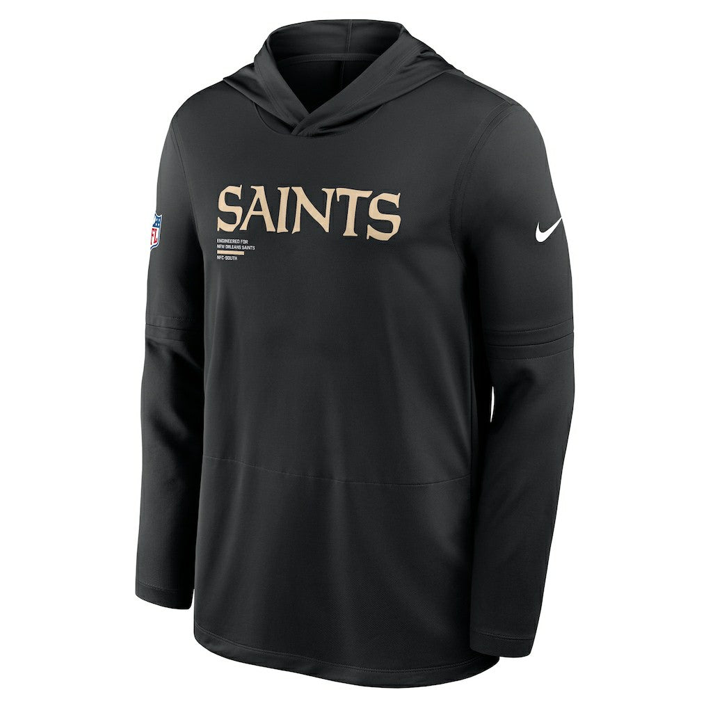 New Orleans Saints Sideline Pure Fury Performance Long Sleeve Hoodie T-Shirt Black | Nike for Sale
