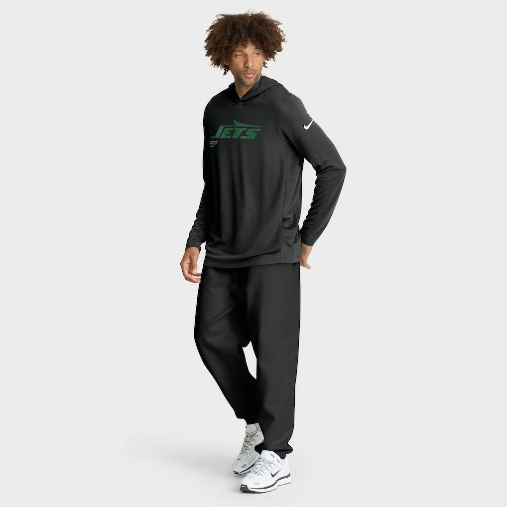 New York Jets Sideline Pure Fury Performance Long Sleeve Hoodie T-Shirt Black | Nike for Sale