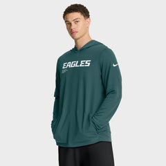 Philadelphia Eagles Sideline Pure Fury Performance Long Sleeve Hoodie T-Shirt Green | Nike for Sale