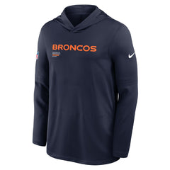 Denver Broncos Sideline Pure Fury Performance Long Sleeve Hoodie T-Shirt Navy | Nike for Sale
