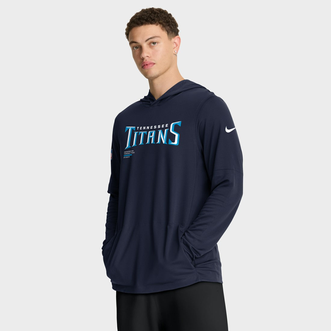 Tennessee Titans Sideline Pure Fury Performance Long Sleeve Hoodie T-Shirt Navy | Nike for Sale