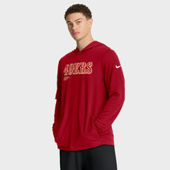 San Francisco 49ers Sideline Pure Fury Performance Long Sleeve Hoodie T-Shirt Scarlet | Nike for Sale