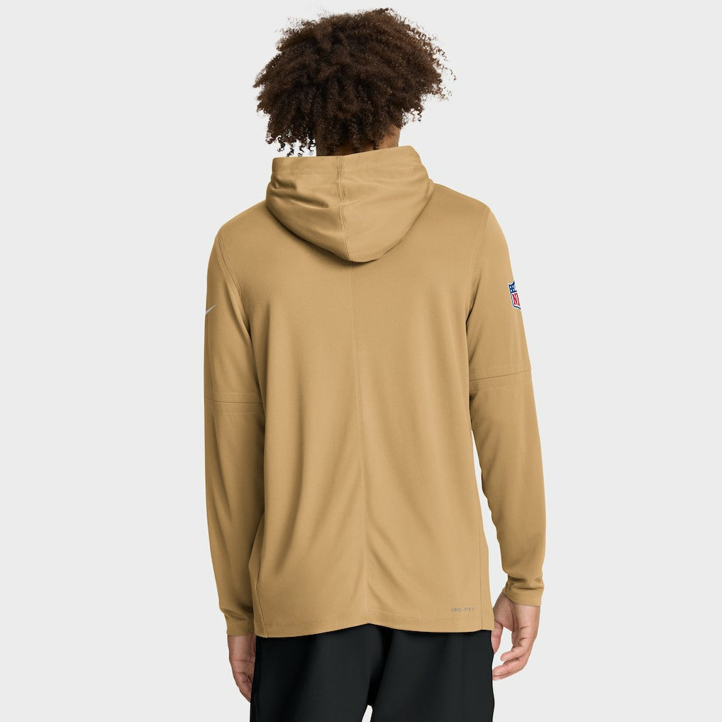 San Francisco 49ers Sideline Pure Fury Performance Long Sleeve Hoodie T-Shirt Gold | Nike for Sale