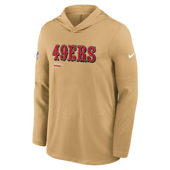 San Francisco 49ers Sideline Pure Fury Performance Long Sleeve Hoodie T-Shirt Gold | Nike for Sale