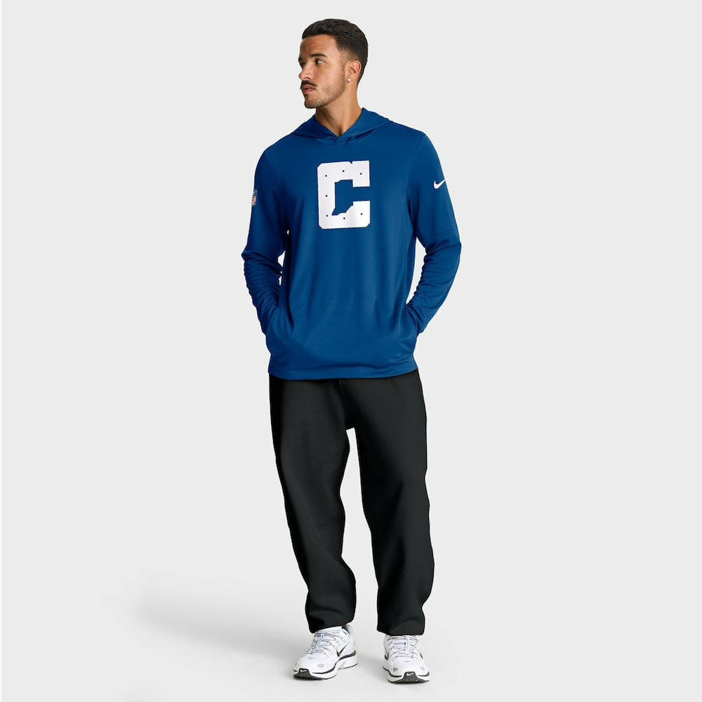 Indianapolis Colts Sideline Option Read Dri-FIT Long Sleeve Hoodie T-Shirt Royal | Nike for Sale