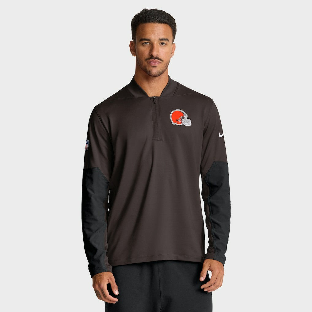 Cleveland Browns Sideline Dri-FIT Half-Zip Pullover Brown | Nike for Sale