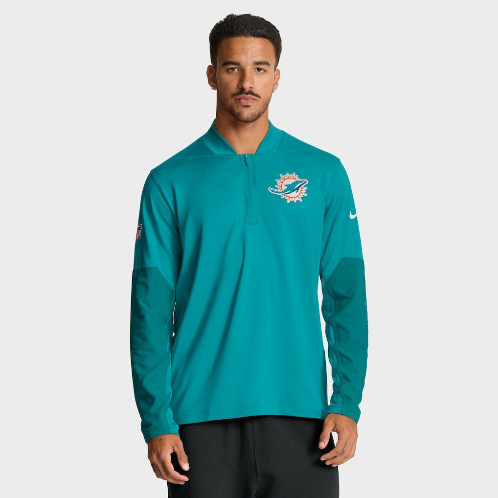 Miami Dolphins Sideline Dri-FIT Half-Zip Pullover Aqua | Nike for Sale