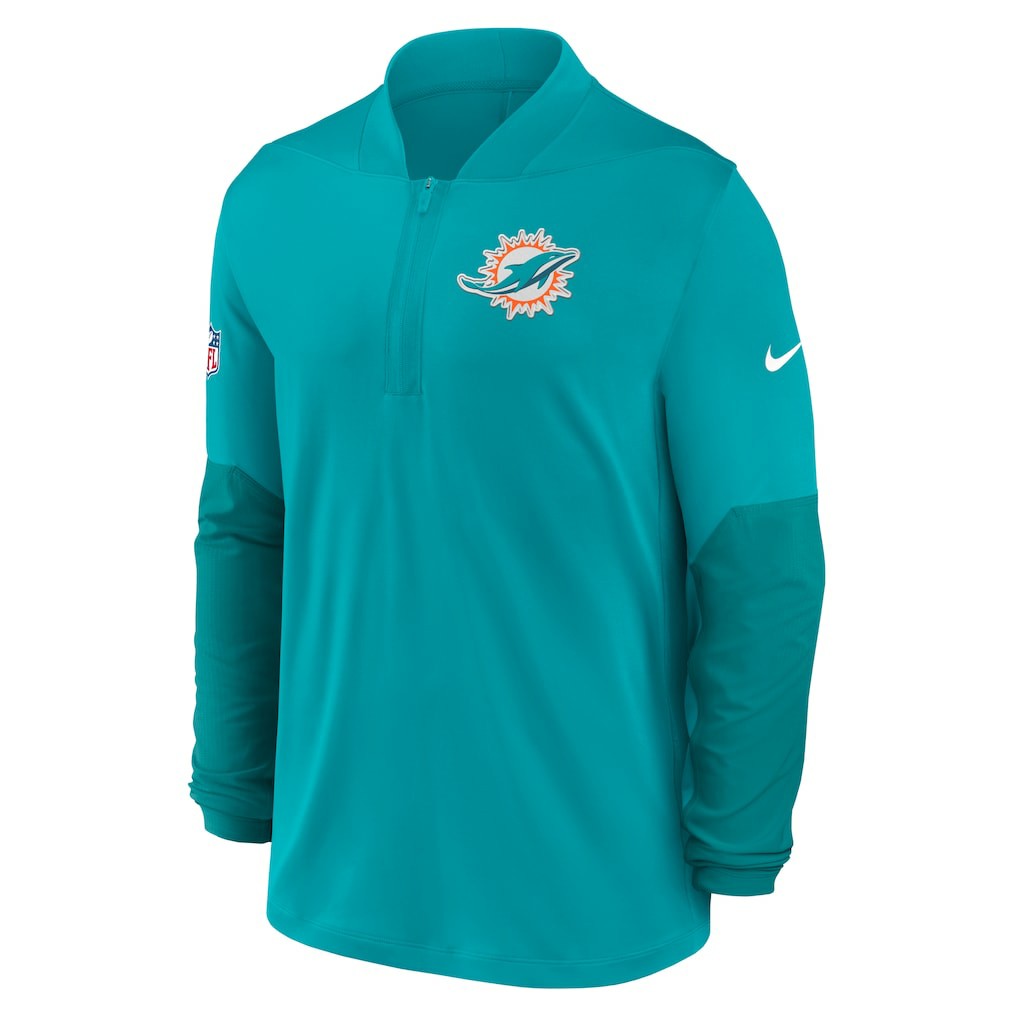 Miami Dolphins Sideline Dri-FIT Half-Zip Pullover Aqua | Nike for Sale