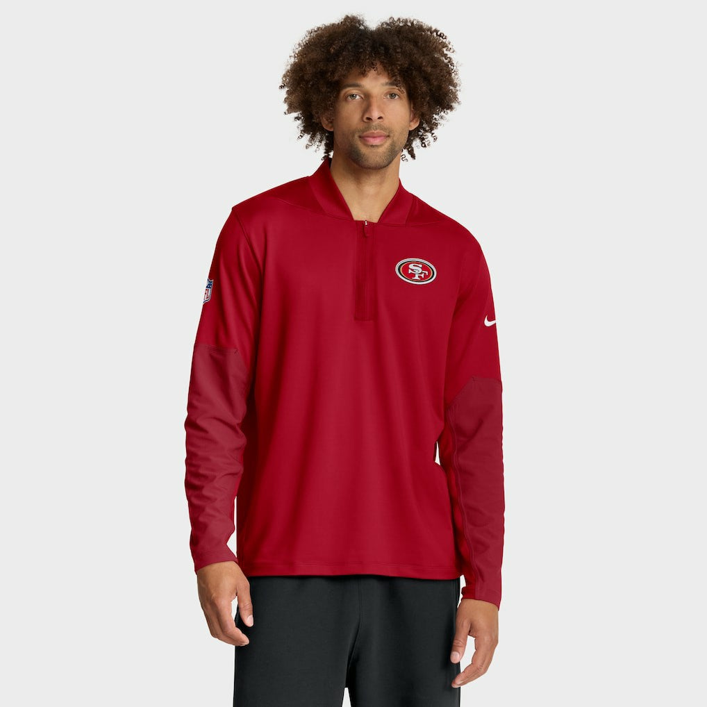 San Francisco 49ers Sideline Dri-FIT Half-Zip Pullover Scarlet | Nike for Sale