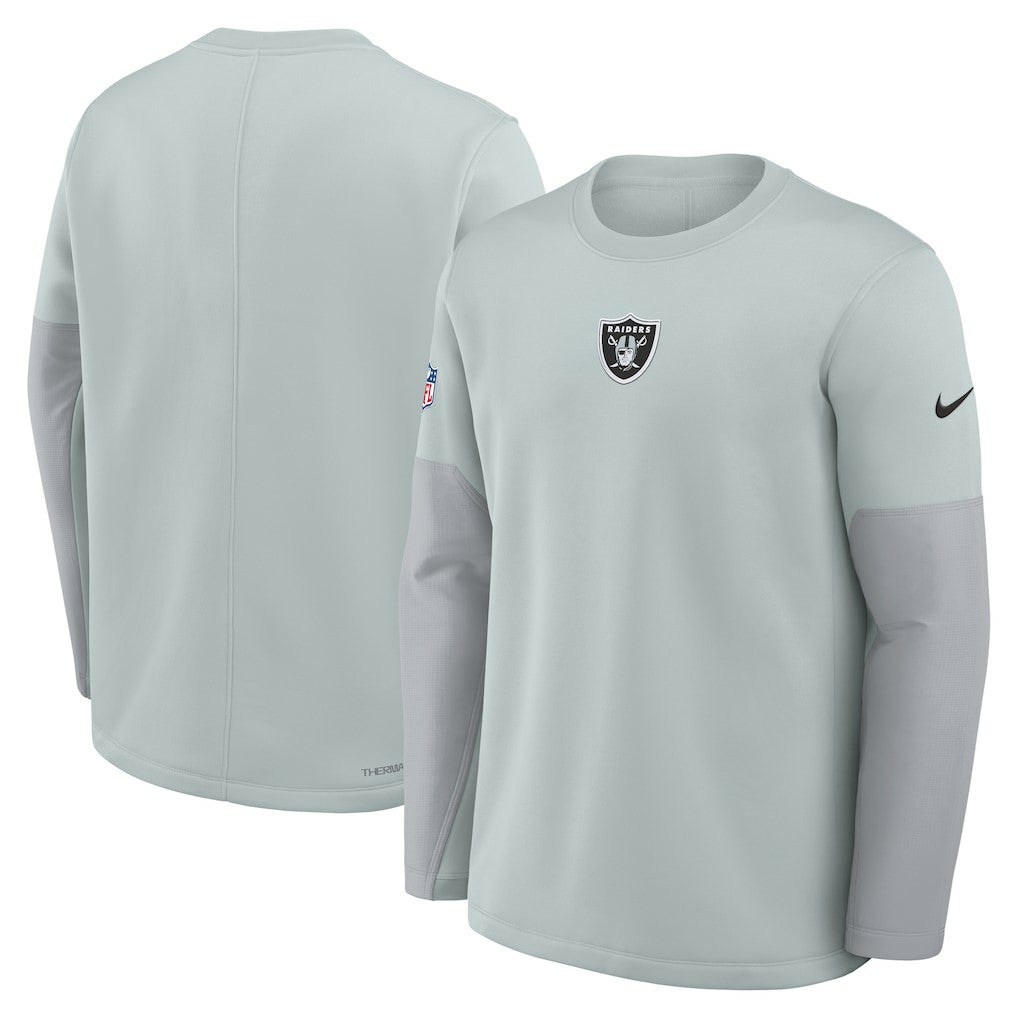 Las Vegas Raiders Sideline Coach Therma-FIT Long Sleeve T-Shirt Silver | Nike for Sale