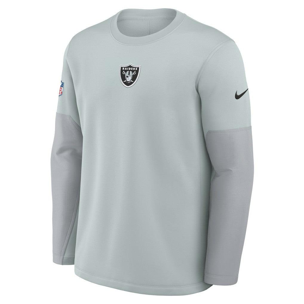 Las Vegas Raiders Sideline Coach Therma-FIT Long Sleeve T-Shirt Silver | Nike for Sale