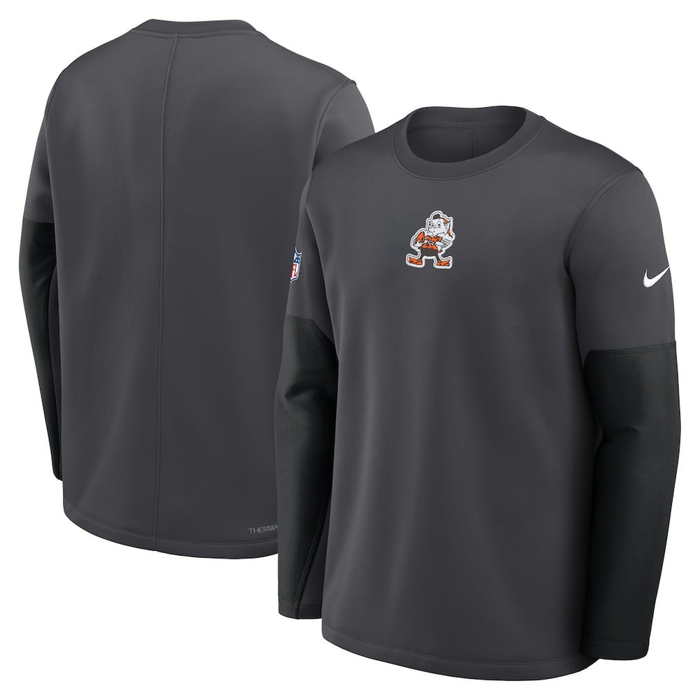 Cleveland Browns Sideline Coach Therma-FIT Long Sleeve T-Shirt Anthracite | Nike for Sale