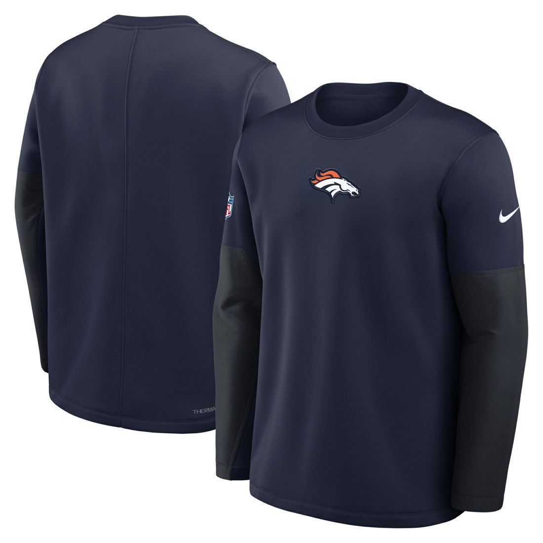 Denver Broncos Sideline Coach Therma-FIT Long Sleeve T-Shirt Navy | Nike for Sale