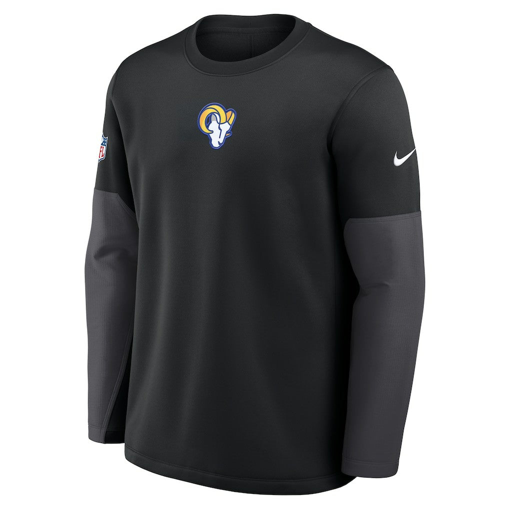 Los Angeles Rams Sideline Coach Therma-FIT Long Sleeve T-Shirt Black | Nike for Sale