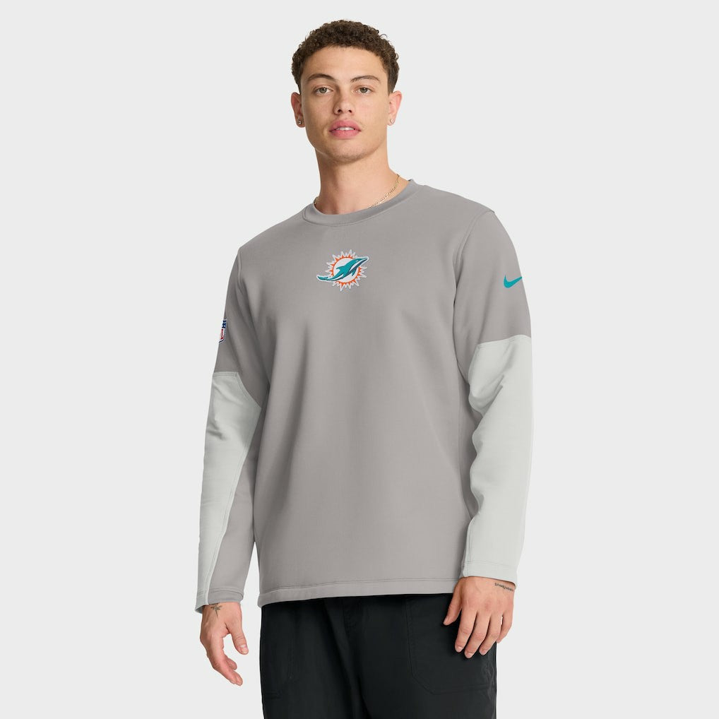 Miami Dolphins Sideline Coach Therma-FIT Long Sleeve T-Shirt Gray | Nike for Sale