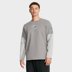 Miami Dolphins Sideline Coach Therma-FIT Long Sleeve T-Shirt Gray | Nike for Sale