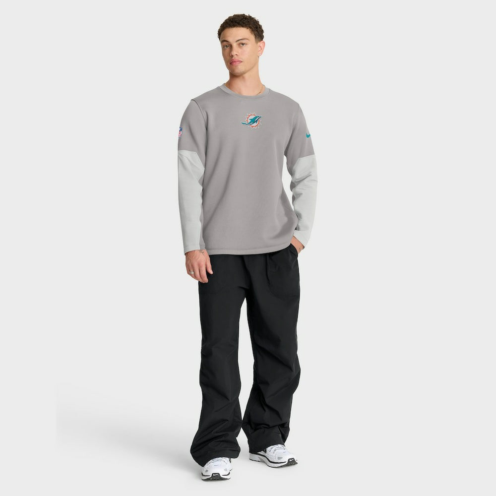 Miami Dolphins Sideline Coach Therma-FIT Long Sleeve T-Shirt Gray | Nike for Sale