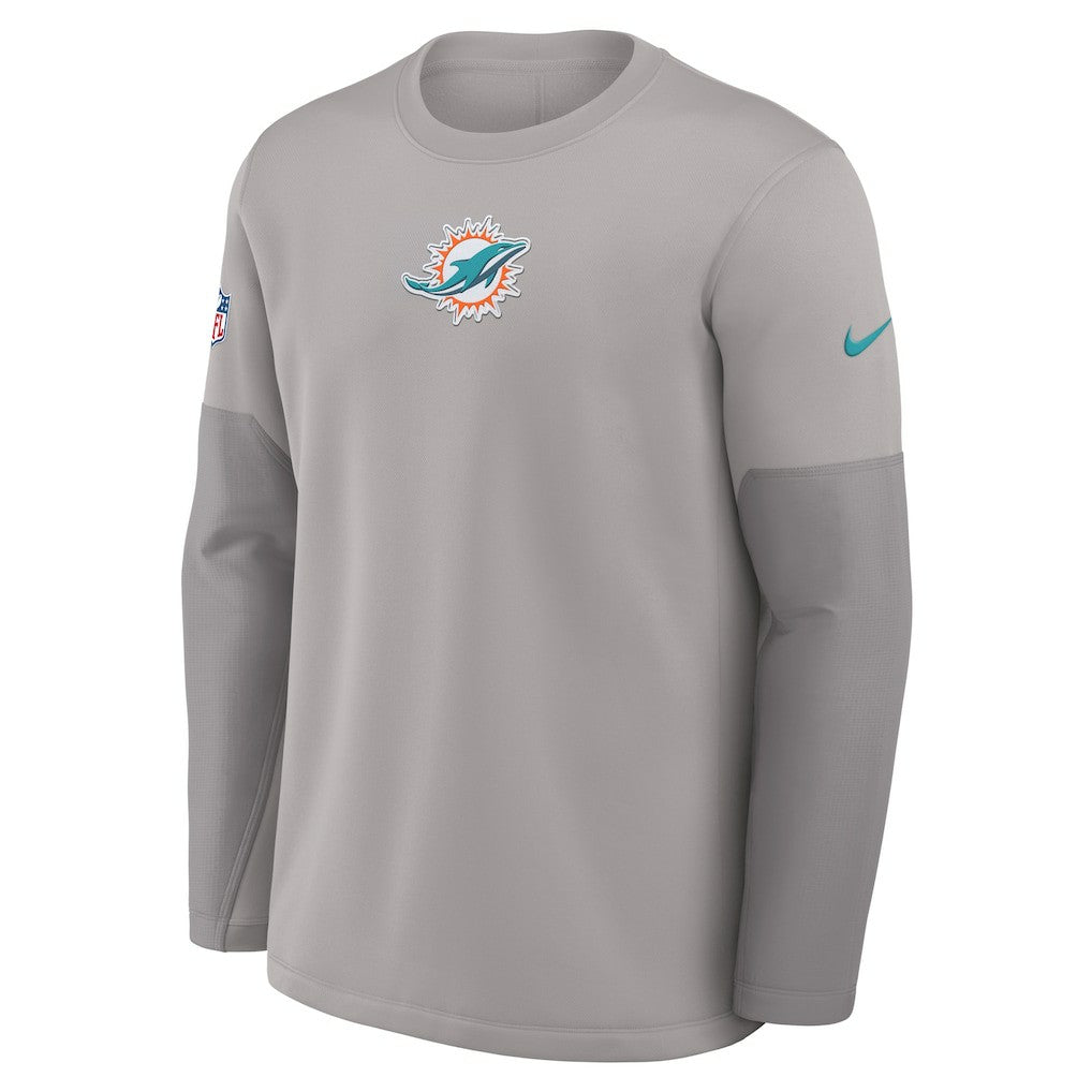 Miami Dolphins Sideline Coach Therma-FIT Long Sleeve T-Shirt Gray | Nike for Sale