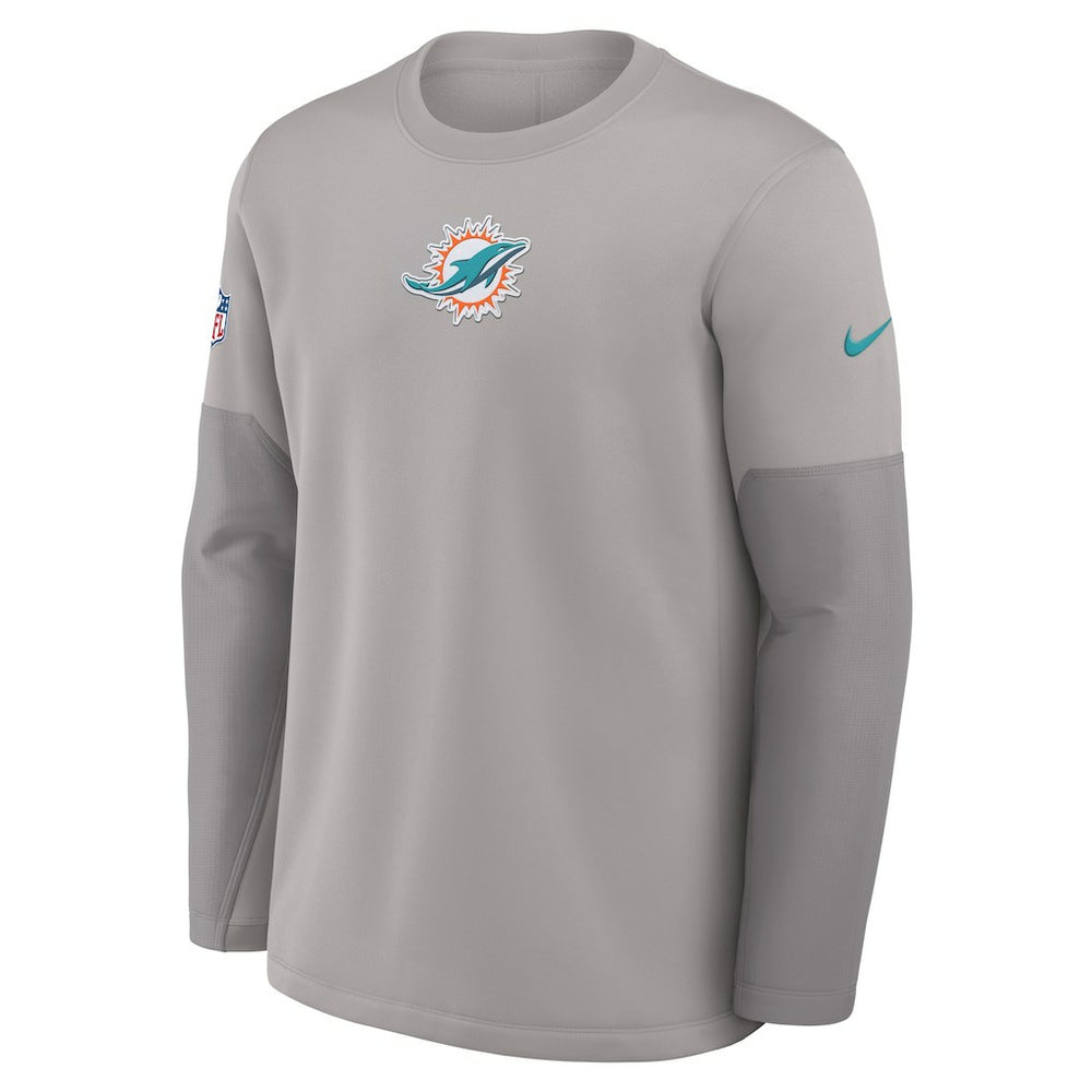Miami Dolphins Sideline Coach Therma-FIT Long Sleeve T-Shirt Gray | Nike for Sale