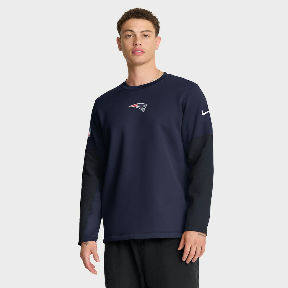New England Patriots Sideline Coach Therma-FIT Long Sleeve T-Shirt Navy | Nike for Sale