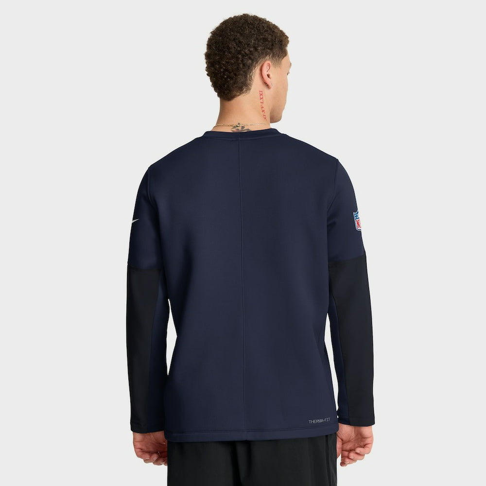 New England Patriots Sideline Coach Therma-FIT Long Sleeve T-Shirt Navy | Nike for Sale