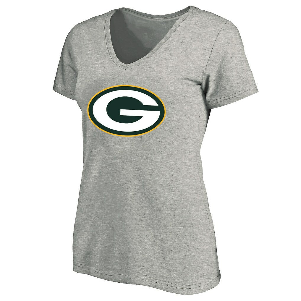 Green Bay Packers Women's Plus Size V-Neck T-Shirt Heather Gray | Fanatics
