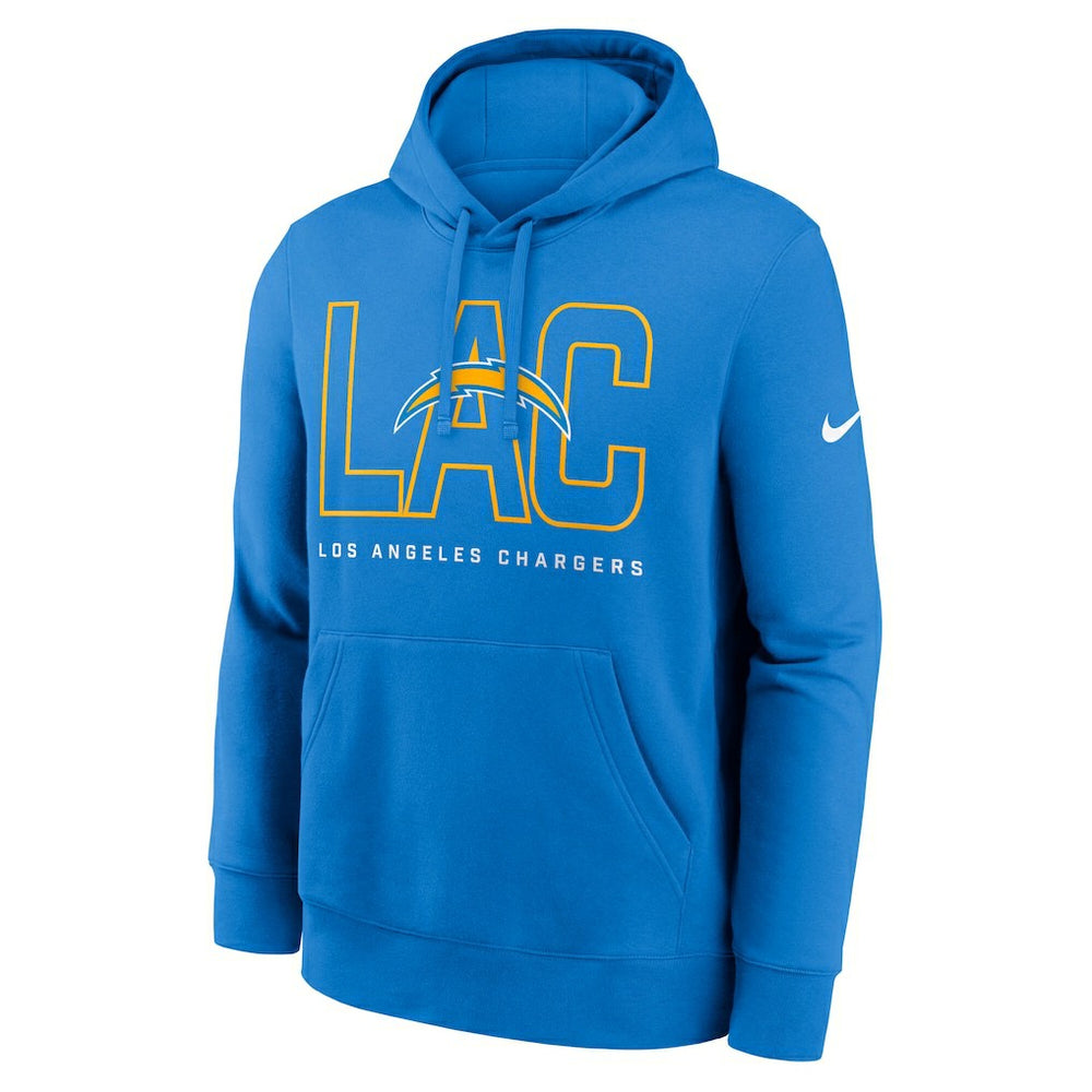 Los Angeles Chargers Busted Play Club Fleece Pullover Hoodie Powder Blue | Nike for Sale