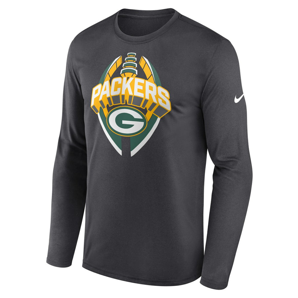 Green Bay Packers Primetime Legend Icon Performance Long Sleeve T-Shirt Anthracite | Nike for Sale