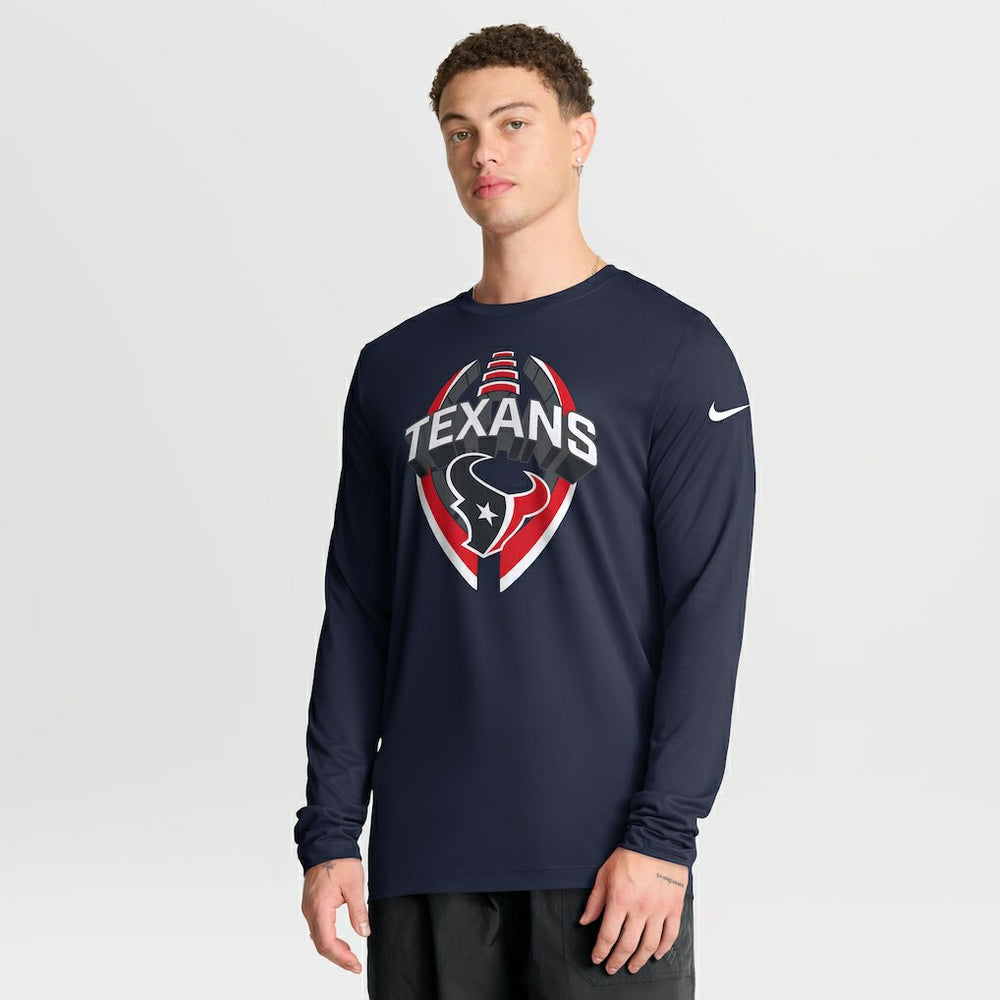 Houston Texans Primetime Legend Icon Performance Long Sleeve T-Shirt Navy | Nike for Sale