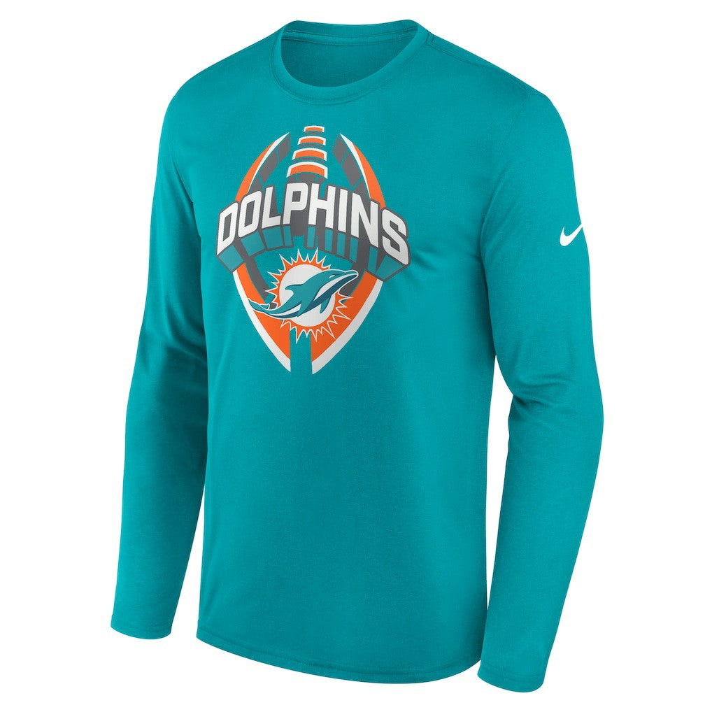 Miami Dolphins Primetime Legend Icon Performance Long Sleeve T-Shirt Aqua | Nike for Sale