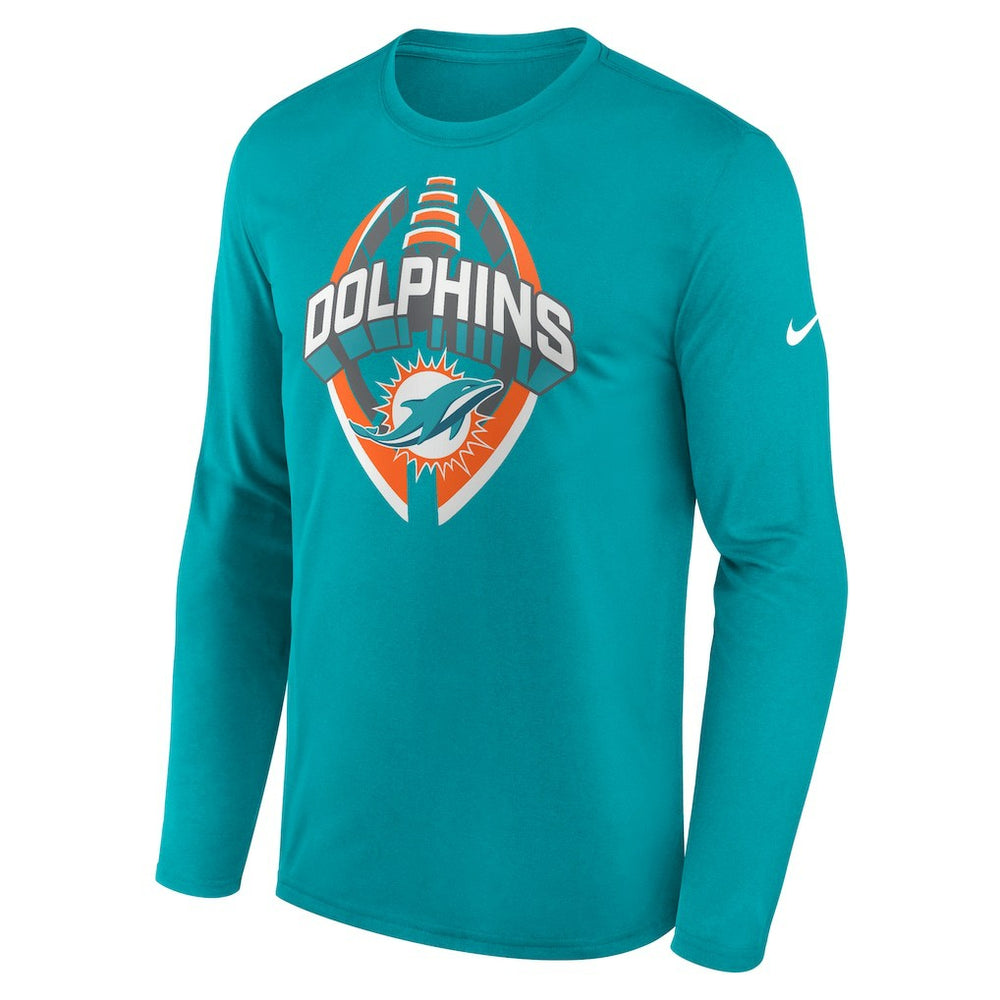Miami Dolphins Primetime Legend Icon Performance Long Sleeve T-Shirt Aqua | Nike for Sale