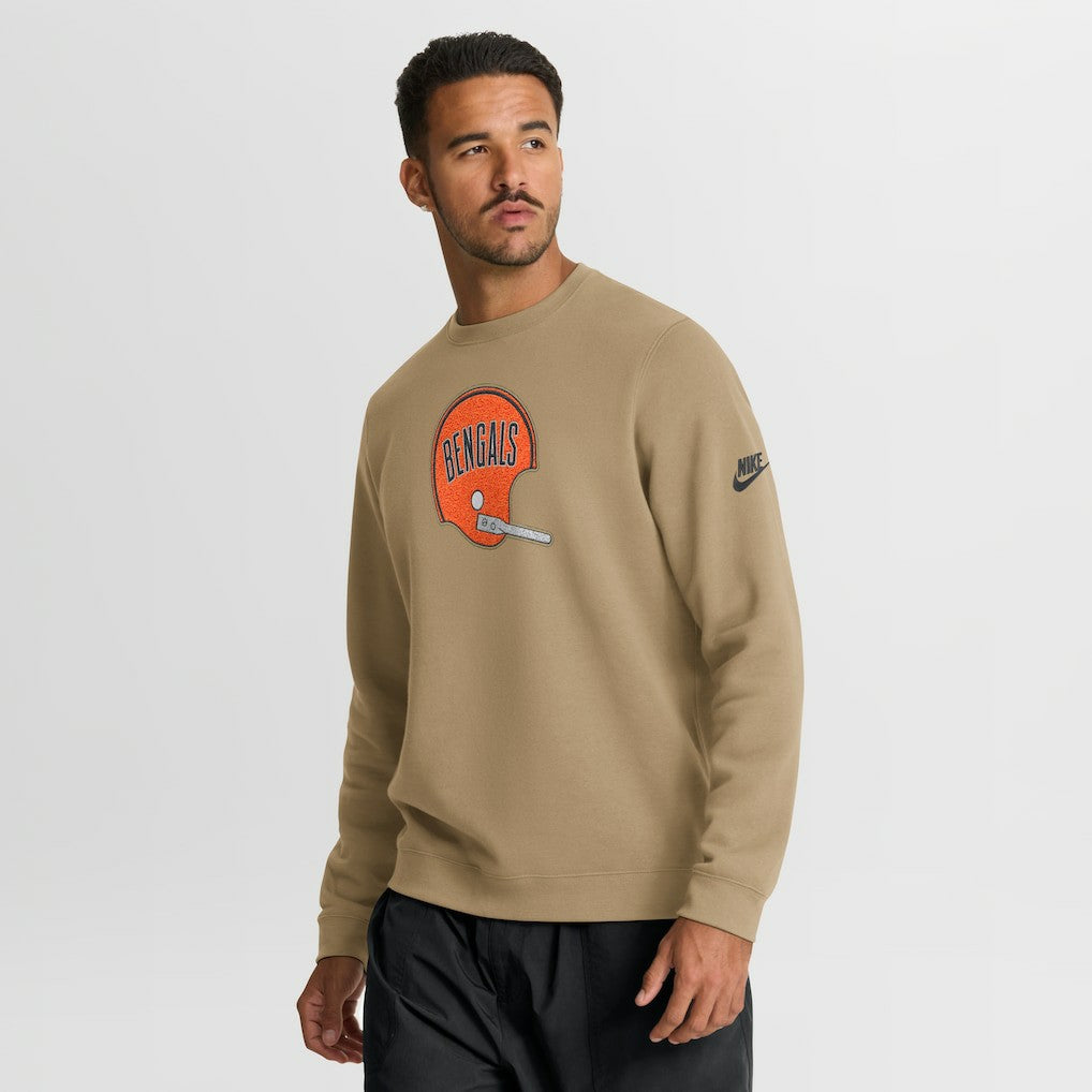 Cincinnati Bengals Swing Pass Rewind Club Pullover Sweatshirt Tan | Nike for Sale