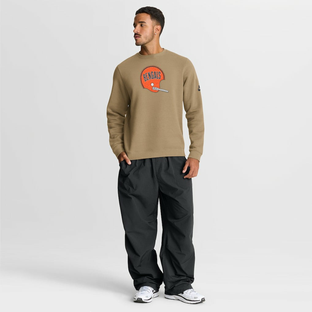 Cincinnati Bengals Swing Pass Rewind Club Pullover Sweatshirt Tan | Nike for Sale