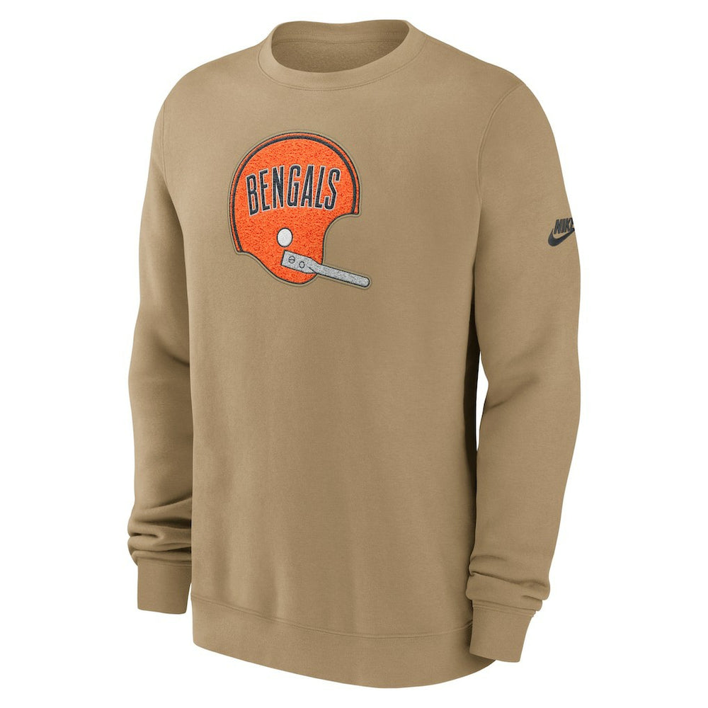 Cincinnati Bengals Swing Pass Rewind Club Pullover Sweatshirt Tan | Nike for Sale