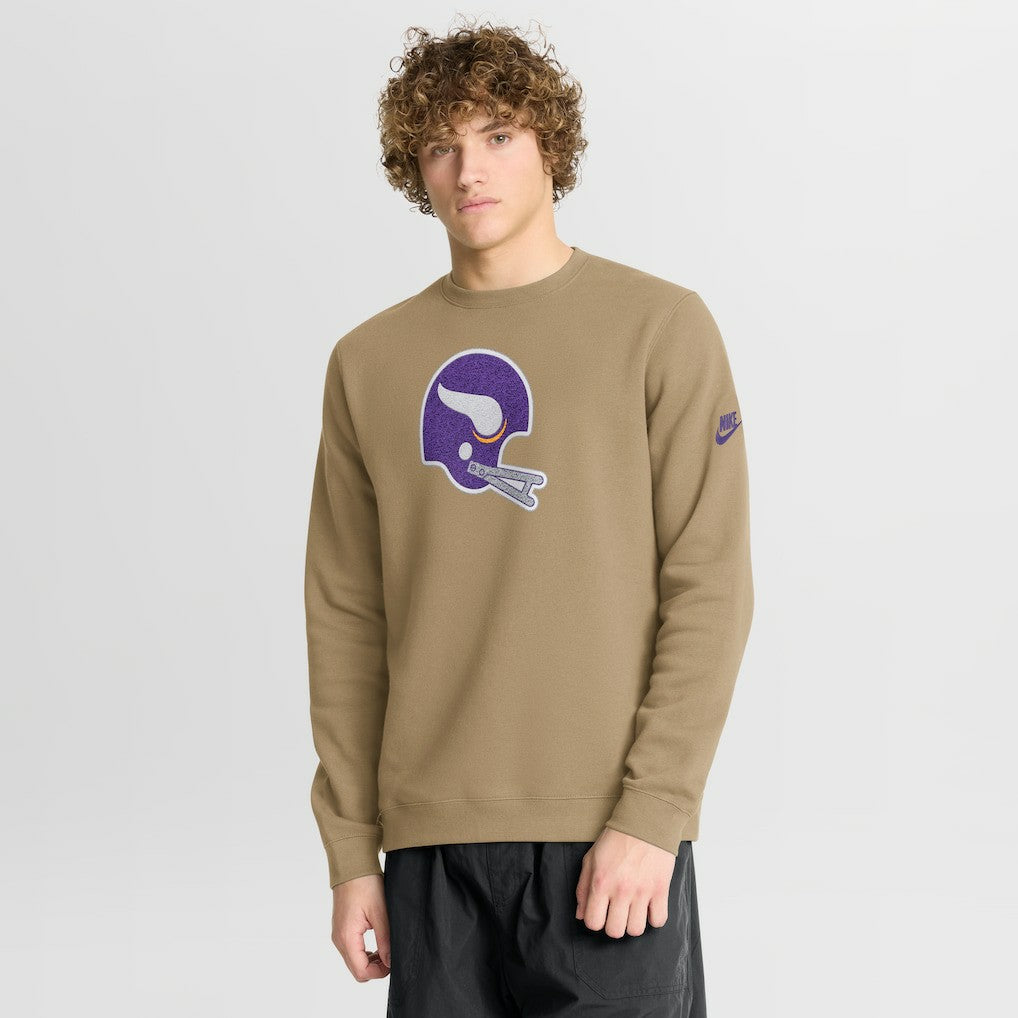 Minnesota Vikings Swing Pass Rewind Club Pullover Sweatshirt Tan | Nike for Sale