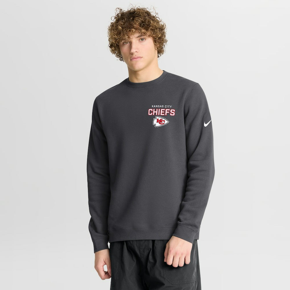 Kansas City Chiefs Primetime Club Fleece Pullover Sweatshirt Anthracite | Nike for Sale