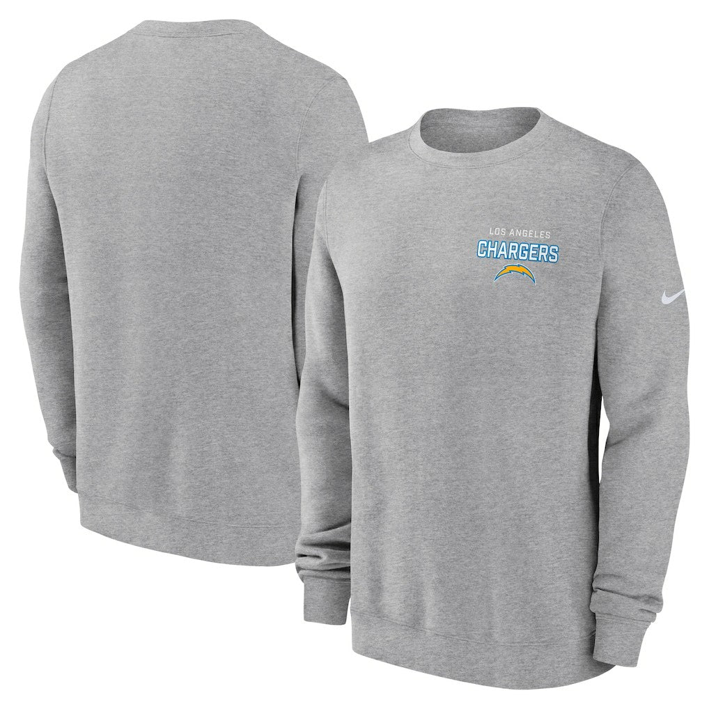 Los Angeles Chargers Primetime Club Fleece Pullover Sweatshirt Heather Gray | Nike for Sale
