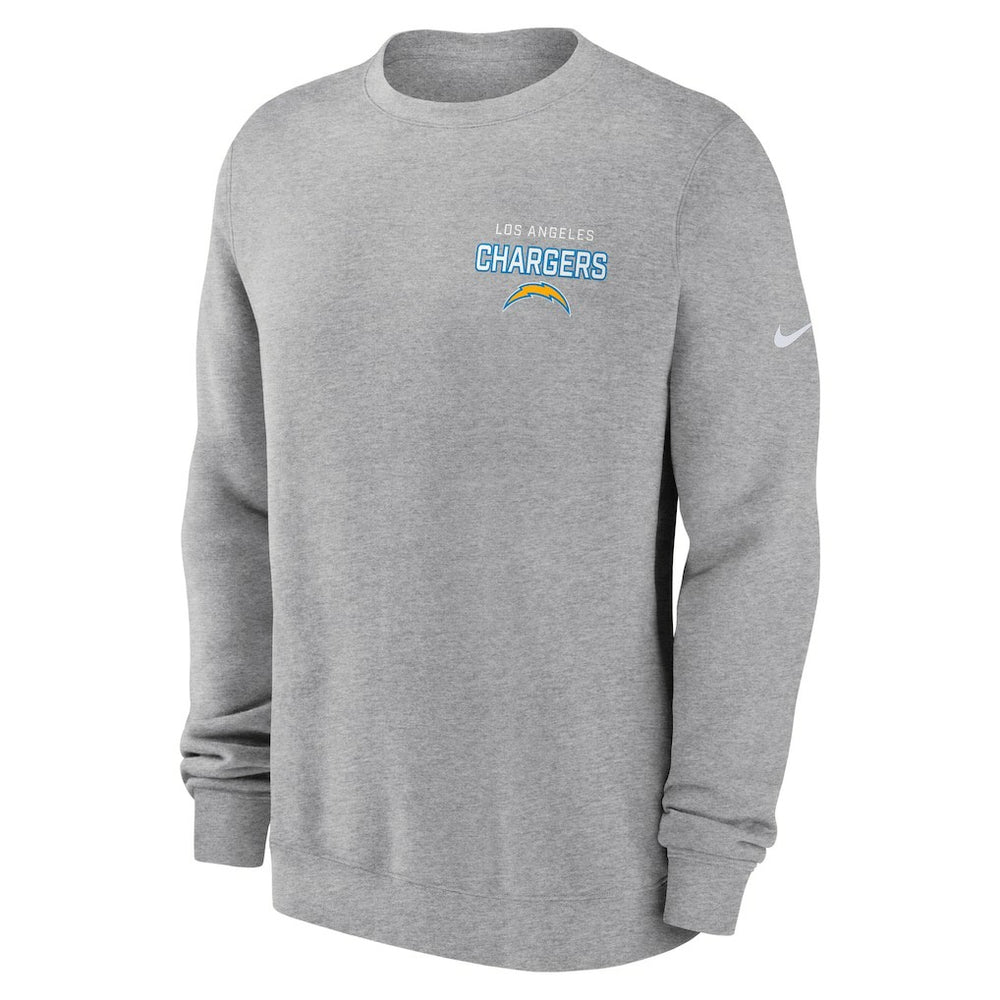 Los Angeles Chargers Primetime Club Fleece Pullover Sweatshirt Heather Gray | Nike for Sale