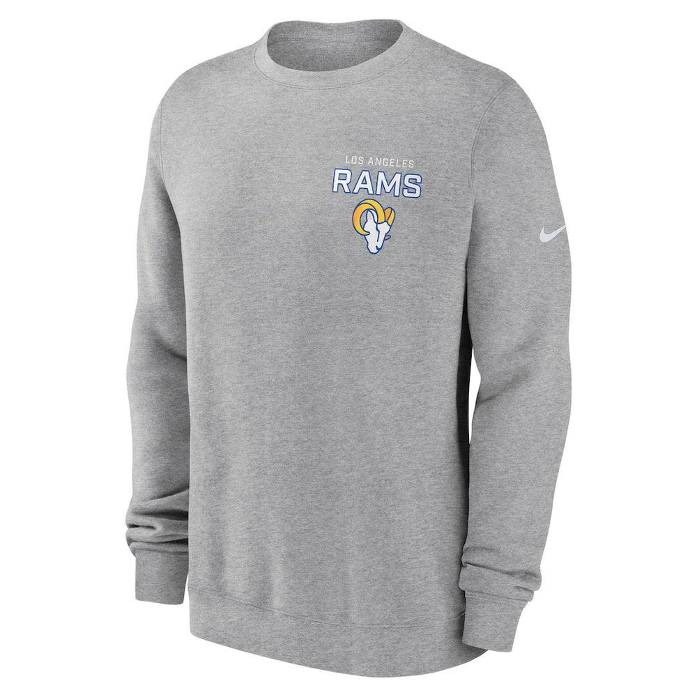 Los Angeles Rams Primetime Club Fleece Pullover Sweatshirt Heather Gray | Nike for Sale