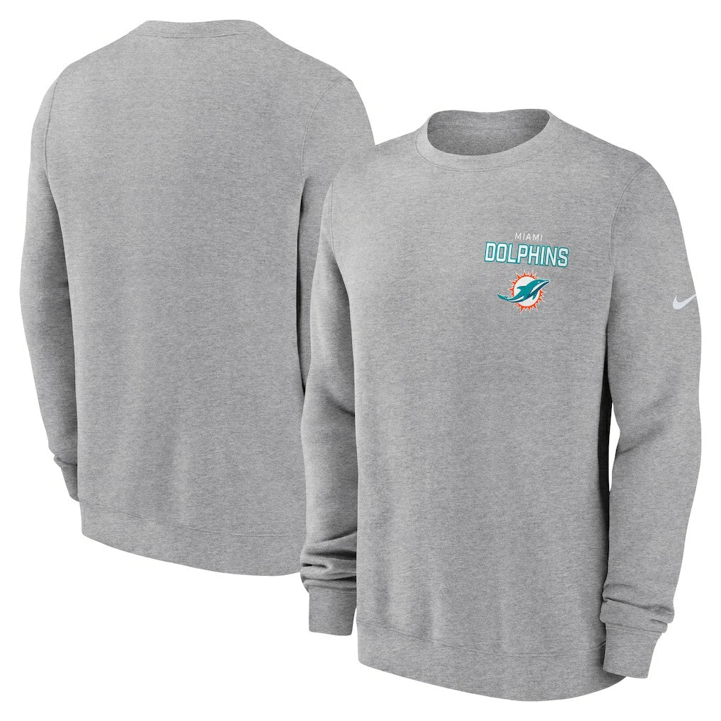 Miami Dolphins Primetime Club Fleece Pullover Sweatshirt Heather Gray | Nike for Sale