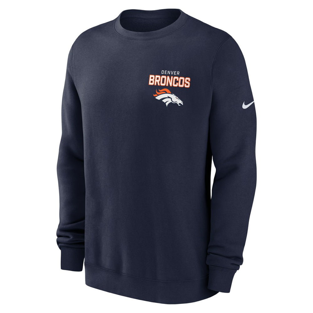 Denver Broncos Primetime Club Fleece Pullover Sweatshirt Navy | Nike for Sale