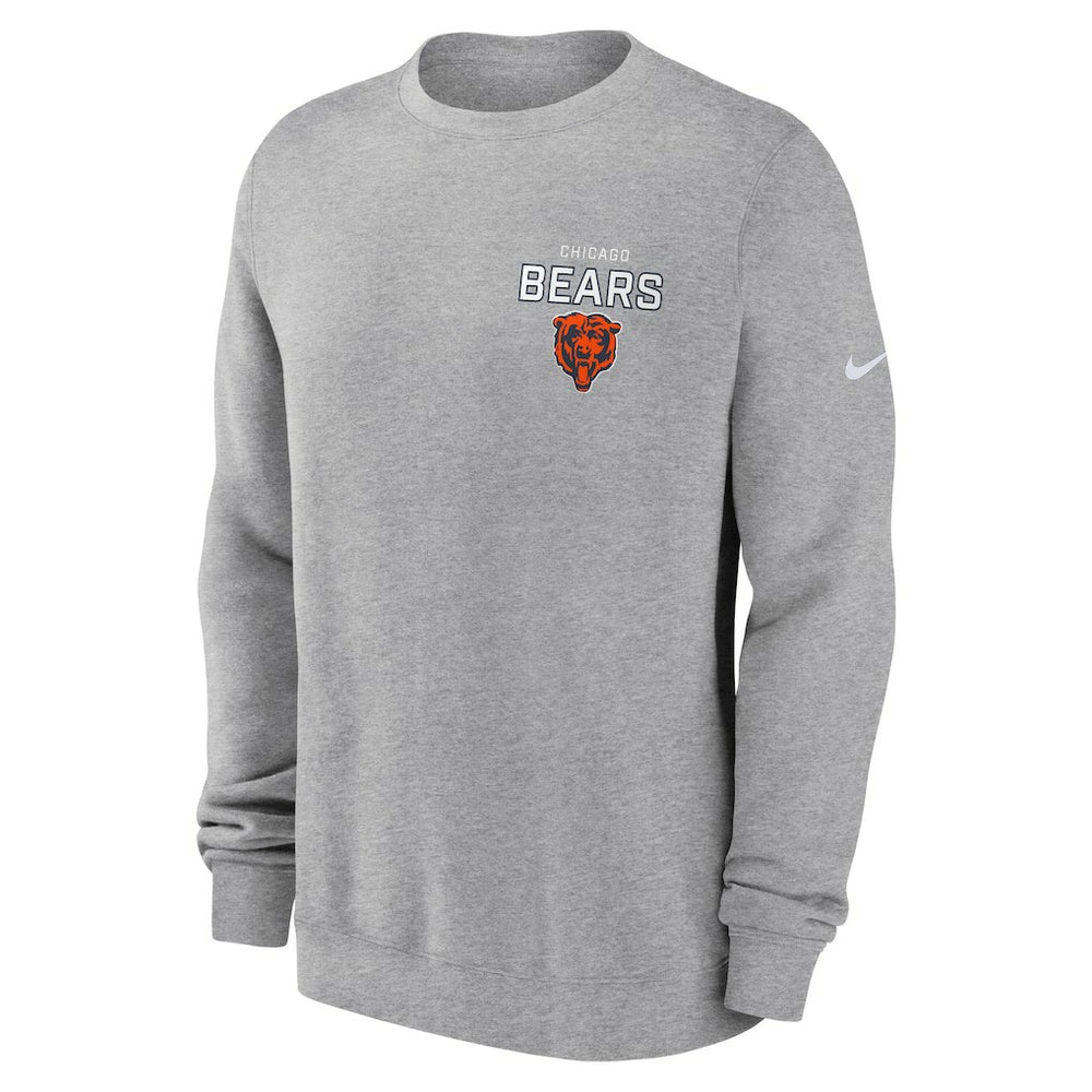 Chicago Bears Primetime Club Fleece Pullover Sweatshirt Heather Gray | Nike for Sale