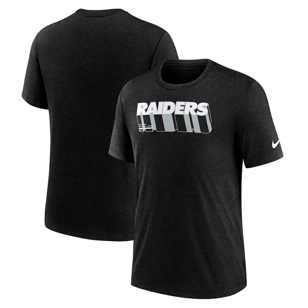 Las Vegas Raiders Long Pass Tri-Blend T-Shirt Heather Black | Nike for Sale