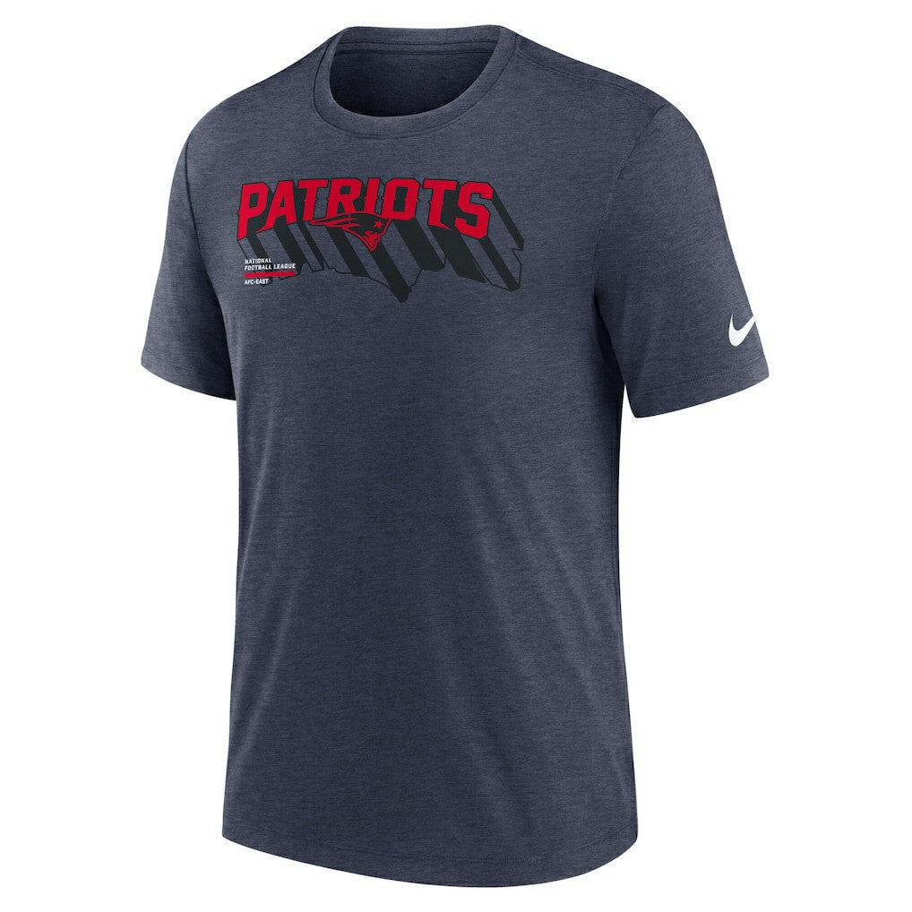 New England Patriots Long Pass Tri-Blend T-Shirt Heather Navy | Nike for Sale