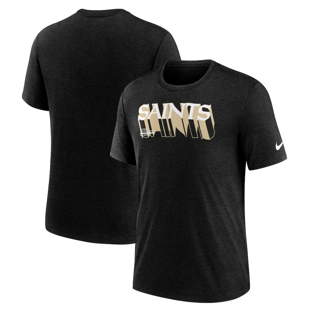 New Orleans Saints Long Pass Tri-Blend T-Shirt Heather Black | Nike for Sale