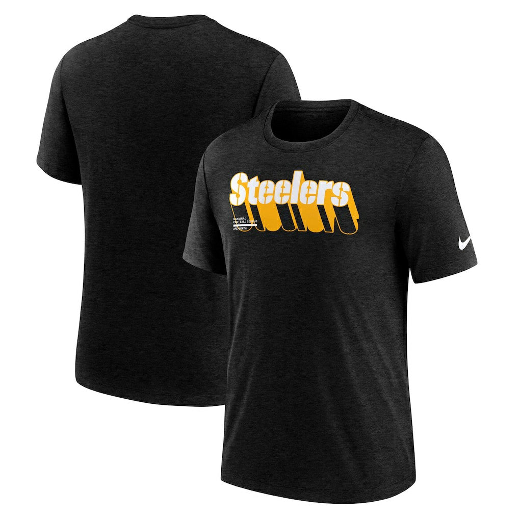 Pittsburgh Steelers Long Pass Tri-Blend T-Shirt Heather Navy | Nike for Sale