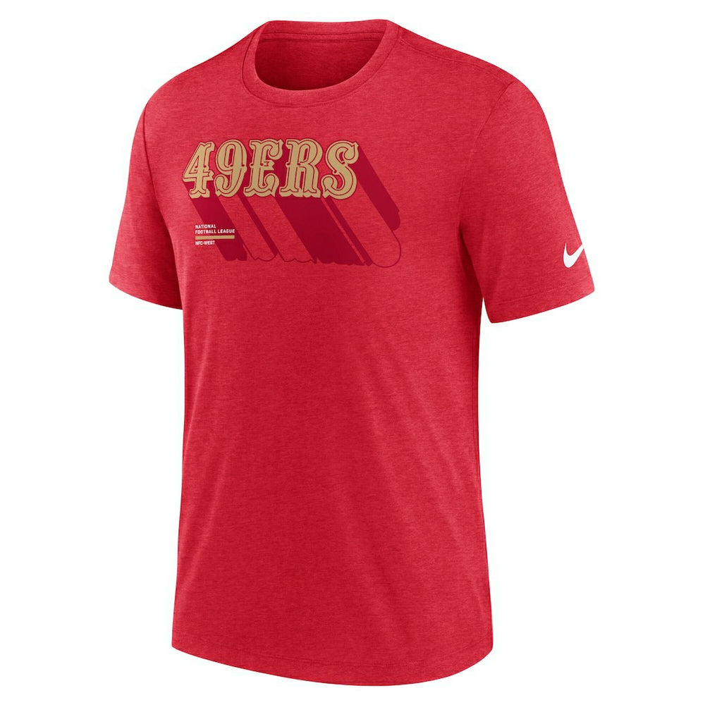 San Francisco 49ers Long Pass Tri-Blend T-Shirt Heather Scarlet | Nike for Sale