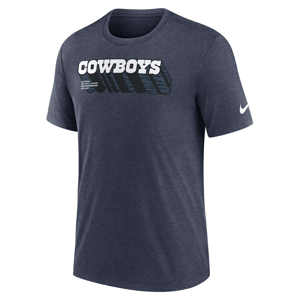 Dallas Cowboys Long Pass Tri-Blend T-Shirt Heather Navy | Nike for Sale